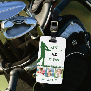 Golfer BEST DAD BY PAR 3 Photo Personalized Luggage Tag