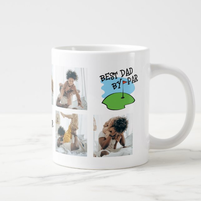 Golfer Best Dad By Par Golf Pun 7 Photo Giant Coffee Mug (Right)