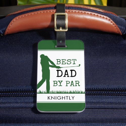 Golfer BEST DAD BY PAR Personalized Luggage Tag