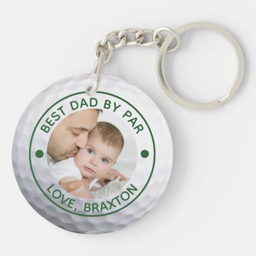 Golfer BEST DAD BY PAR Photo Personalized Keychain