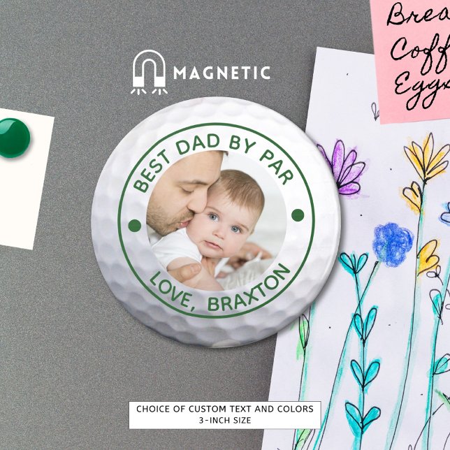 Golfer BEST DAD BY PAR Photo Personalized Magnet (Creator Uploaded)