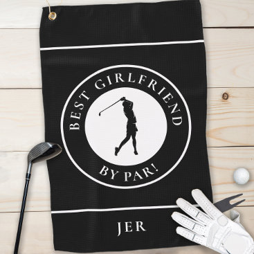 Golfer Best Girlfriend By Par Monogram Sport Black Golf Towel
