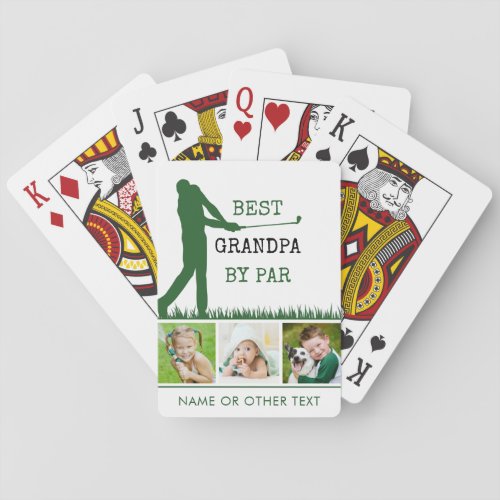 Golfer BEST GRANDPA BY PAR 3 Photo Personalized Lu Poker Cards