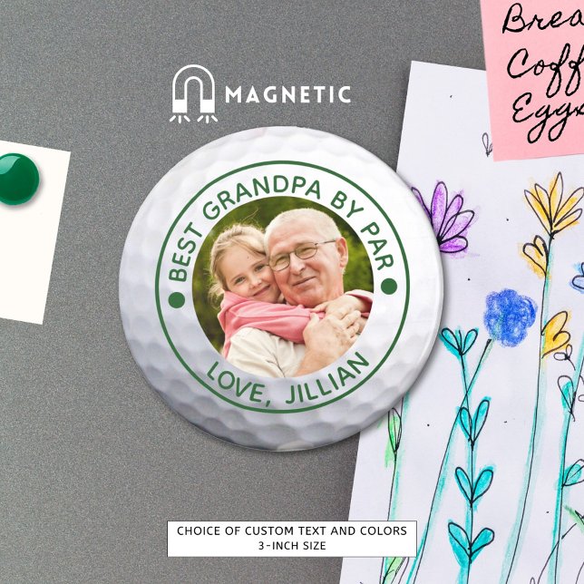 Golfer BEST GRANDPA BY PAR Photo Custom Magnet (Creator Uploaded)