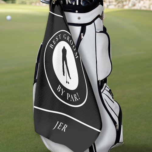 Golfer Best Groom By Par Monogrammed Sports Black Golf Towel