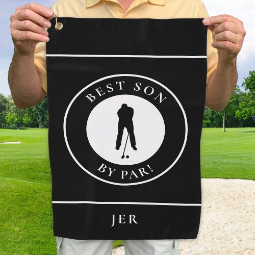 Golfer Best Son By Par Monogram Sports Pro Black Golf Towel