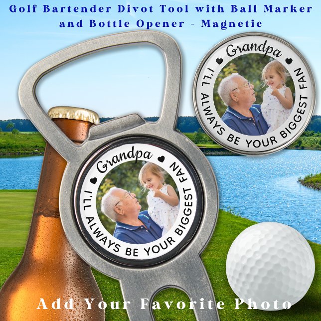 Golfer Biggest Fan - GRANDPA - Personalized Photo Divot Tool (Creator Uploaded)
