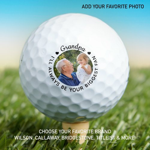 Golfer Biggest Fan _ GRANDPA _ Personalized Photo Golf Balls