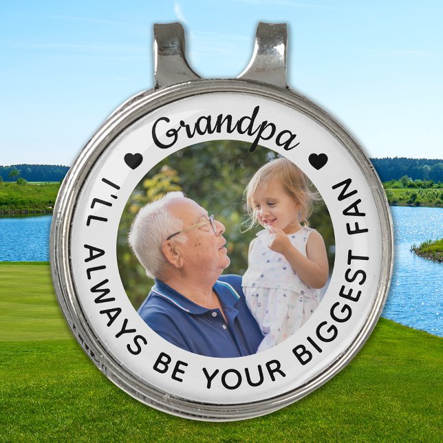Golfer Biggest Fan - GRANDPA - Personalized Photo Golf Hat Clip (Creator Uploaded)