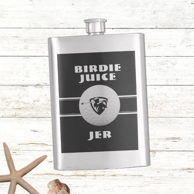 Golfer Birdie Humor Sports Golf Game Custom Black Flask (Creator Uploaded)
