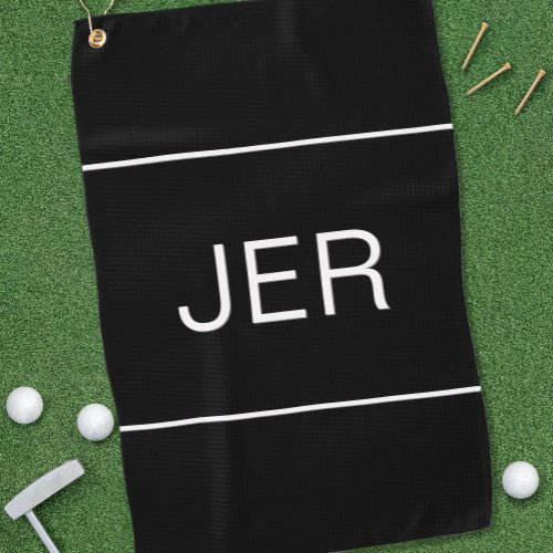 Golfer Black White Monogrammed Initials Sports Pro Golf Towel