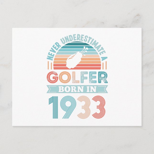 Golfer born 1933 Golfing 90th Birthday Gift Dad Postcard (Front)