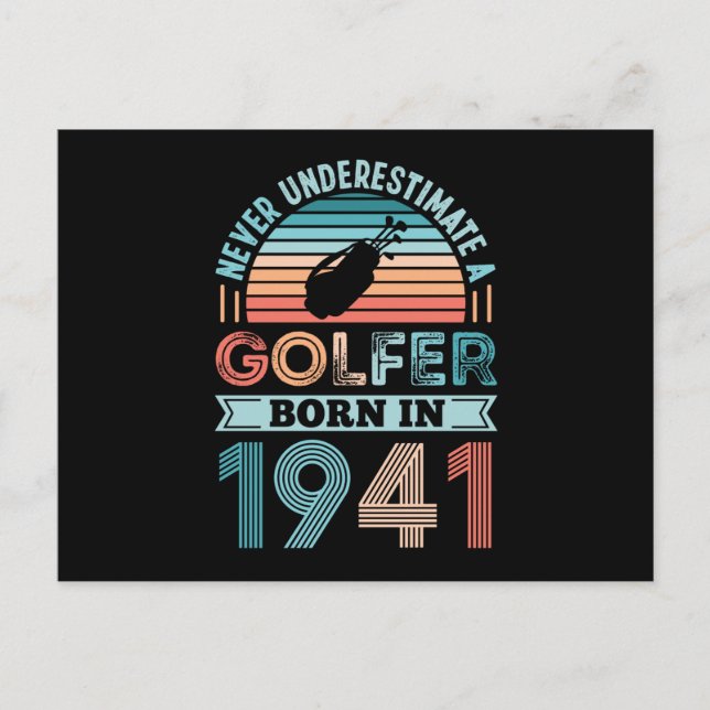 Golfer born 1941 Golfing 80th Birthday Gift Dad Postcard (Front)