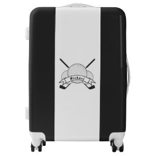 Golfer Boy's Name Personalized Black & White Golf  Luggage
