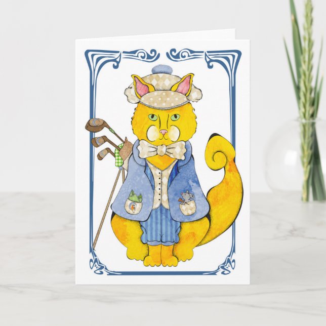 Golfer Cat Card (Front)