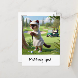 Golfer Cat is Missing you Postcard