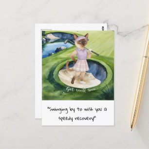 Golfer Cat lovers get well soon speedy recovery Postcard