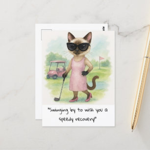 Golfer Cat lovers get well soon speedy recovery Postcard