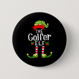 Golfer Christmas Elf Matching Pajama X-mas Party  Button