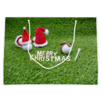 Golfer Christmas Holiday with golf ball and Santa Large Gift Bag