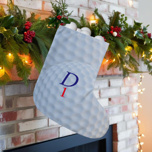 Golfer Christmas Stocking White Dimpled Golf Ball
