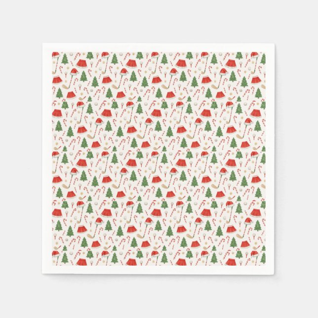 Golfer Christmas themed with golf equipment Napkins (Front)