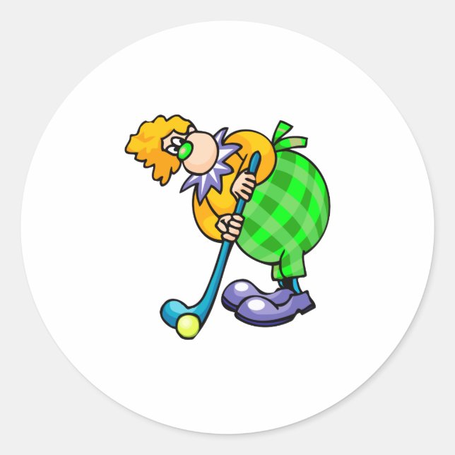 Golfer Clown Classic Round Sticker (Front)