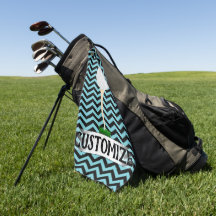 Golfer Custom Text & Color Chevron Golf Towel