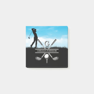 Golfer Customized Monogram Design Post-it Notes