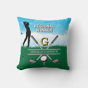 Golfer Customized Monogram Design Throw Pillow