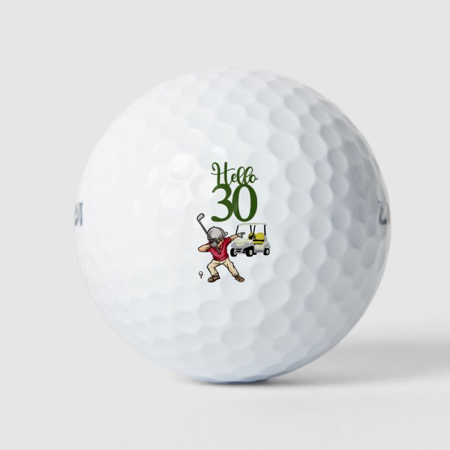 Golfer dabbing 30th Birthday Golf Balls (Front)