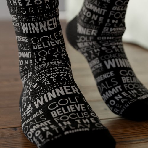 Golfer Dad Believe Motivational Quote Black Golf Socks