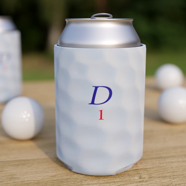 Golfer Dad Dimple Monogram Golf Ball Can Cooler (Creator Uploaded)