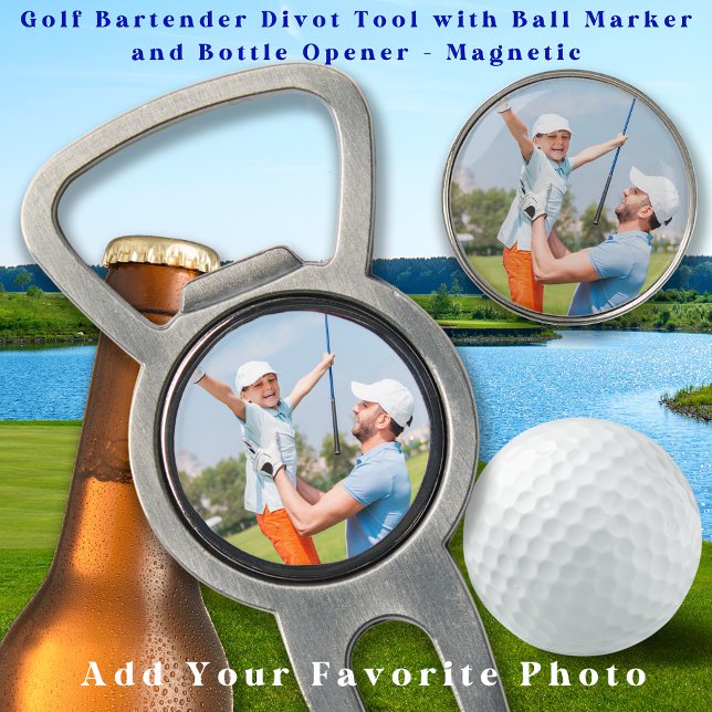 Golfer Dad Father Daughter Personalized Photo Golf Divot Tool (Creator Uploaded)