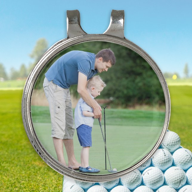 Golfer Dad Father Son Personalized Photo Golf Ball Golf Hat Clip (Creator Uploaded)