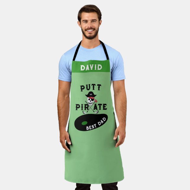 Golfer Dad Gift - Personalized Golf Pirate Chef  Apron (Worn)