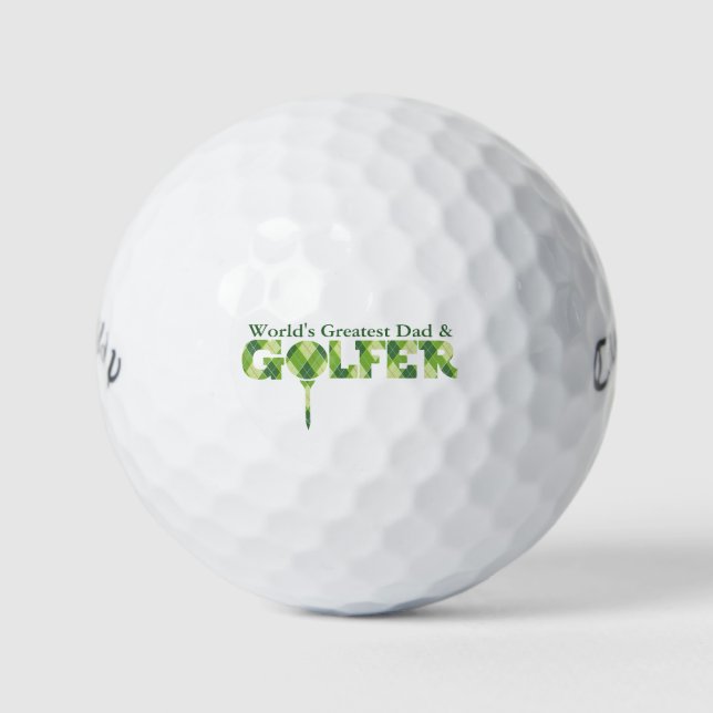 Golfer dad green plaid gift golf balls (Front)