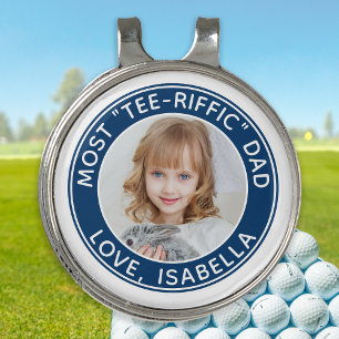 Golfer Dad Personalized Photo Best Dad Ever Golf B Golf Hat Clip
