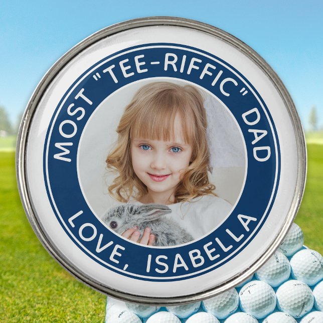 Golfer Dad Personalized Photo Best Dad Ever Golf Ball Marker (Creator Uploaded)