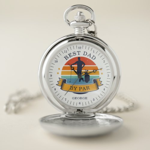 Golfer Dad Retro Birthday Sports Personalized Name Pocket Watch