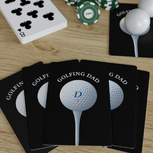 Golfer Dad Teeing Off Monogram Poker Cards