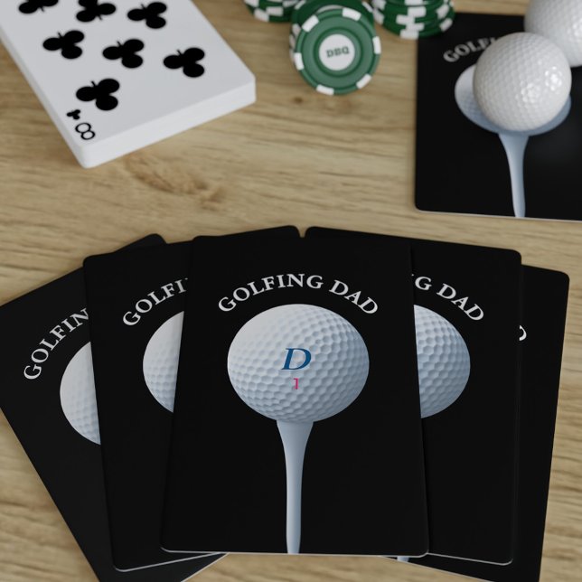 Golfer Dad Teeing Off Monogram Poker Cards (Creator Uploaded)