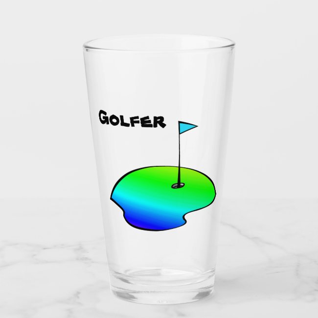Golfer Drinking Glass Tumbler