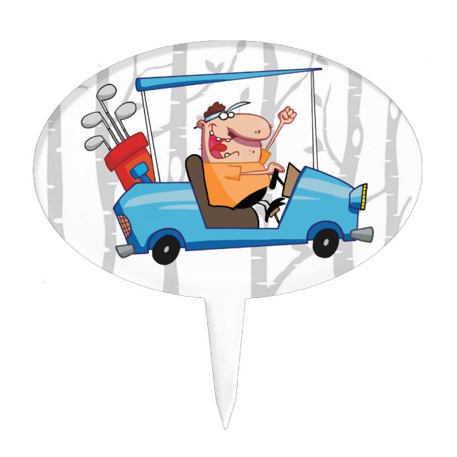 golfer driving cart cake topper (Front)