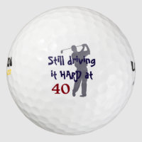 Golfer Driving Hard at 40 Golf Balls