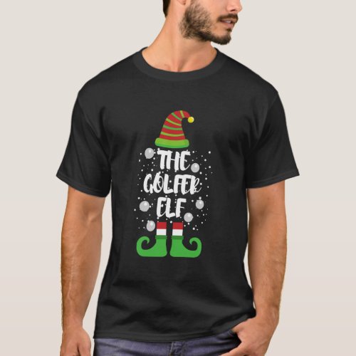Golfer Elf Family Christmas Party Funny Gift Pajam T_Shirt