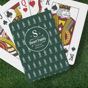 Golfer Family Logo / Monogram Green Poker Cards