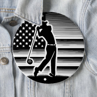 Golfer Fathers Day, 4th of July Patriotic Design Button