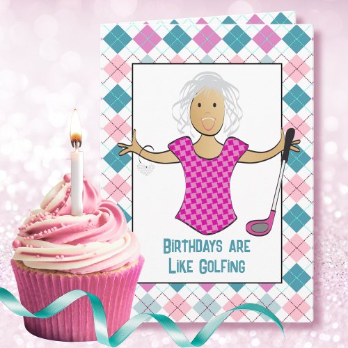 Golfer Female Cartoon Funny Saying Ethnic Birthday