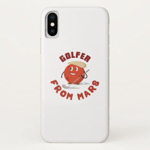 Golfer from mars red planet smile golf club sport iPhone x case
